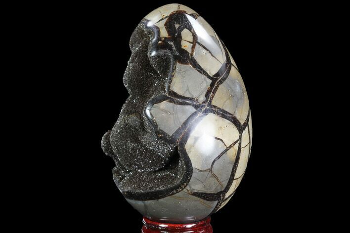 Septarian Dragon Egg Geode - Black Crystals #95946